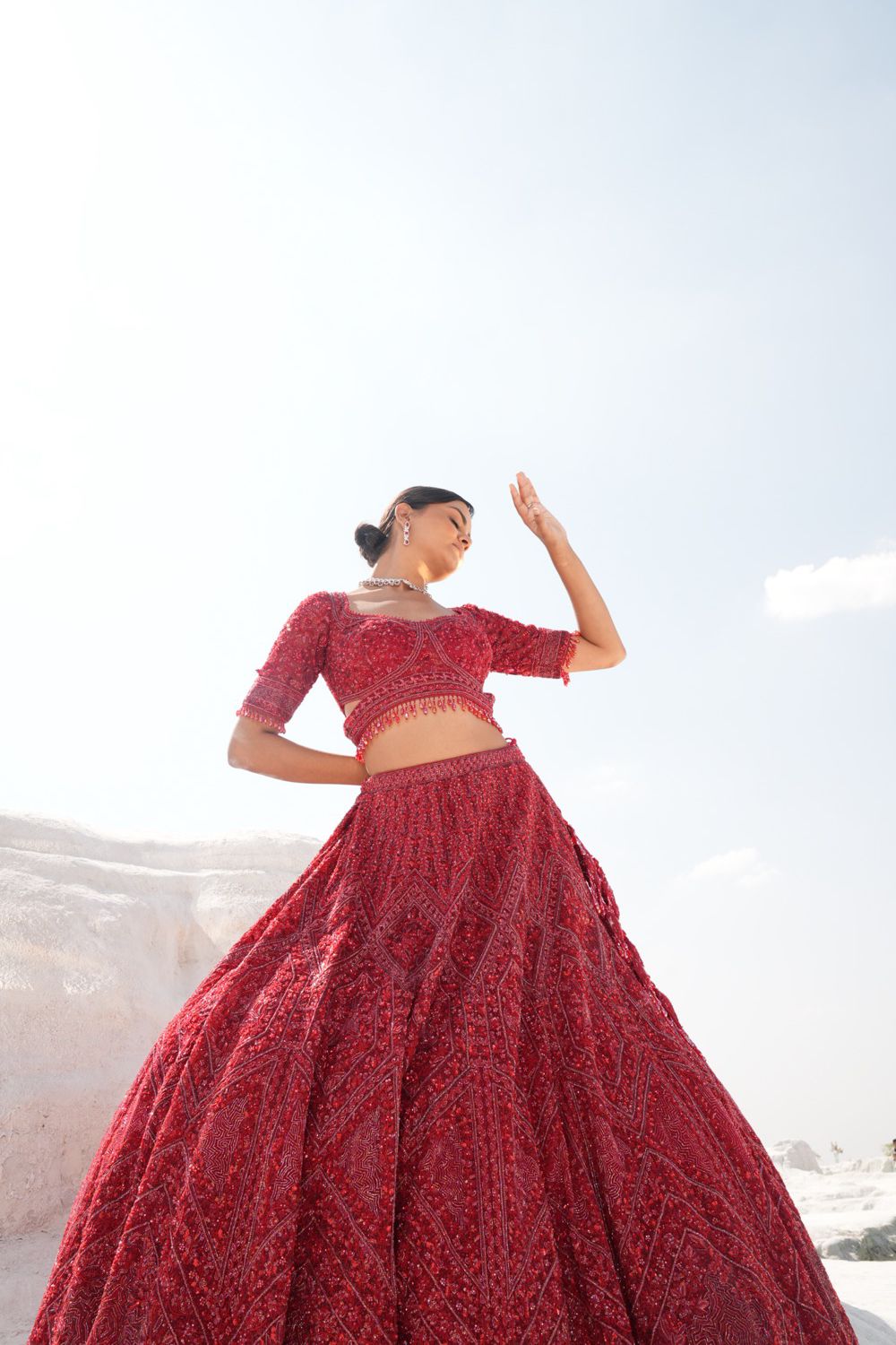 Red On Red Bridal Lehenga Secondary image