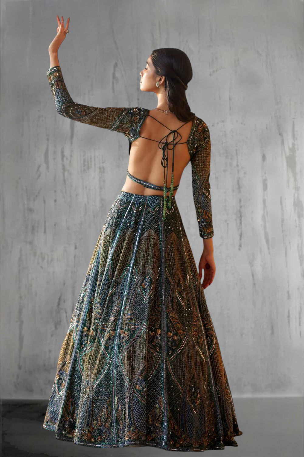 Mesmerising Blue hand Sequins lehenga
