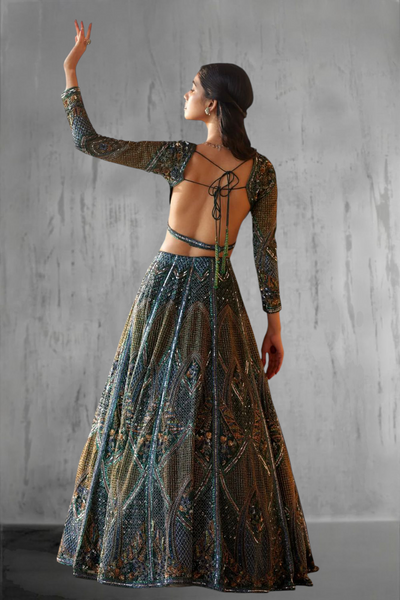 Mesmerising Blue hand Sequins lehenga