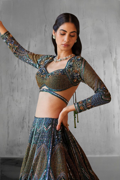 Mesmerising Blue hand Sequins lehenga
