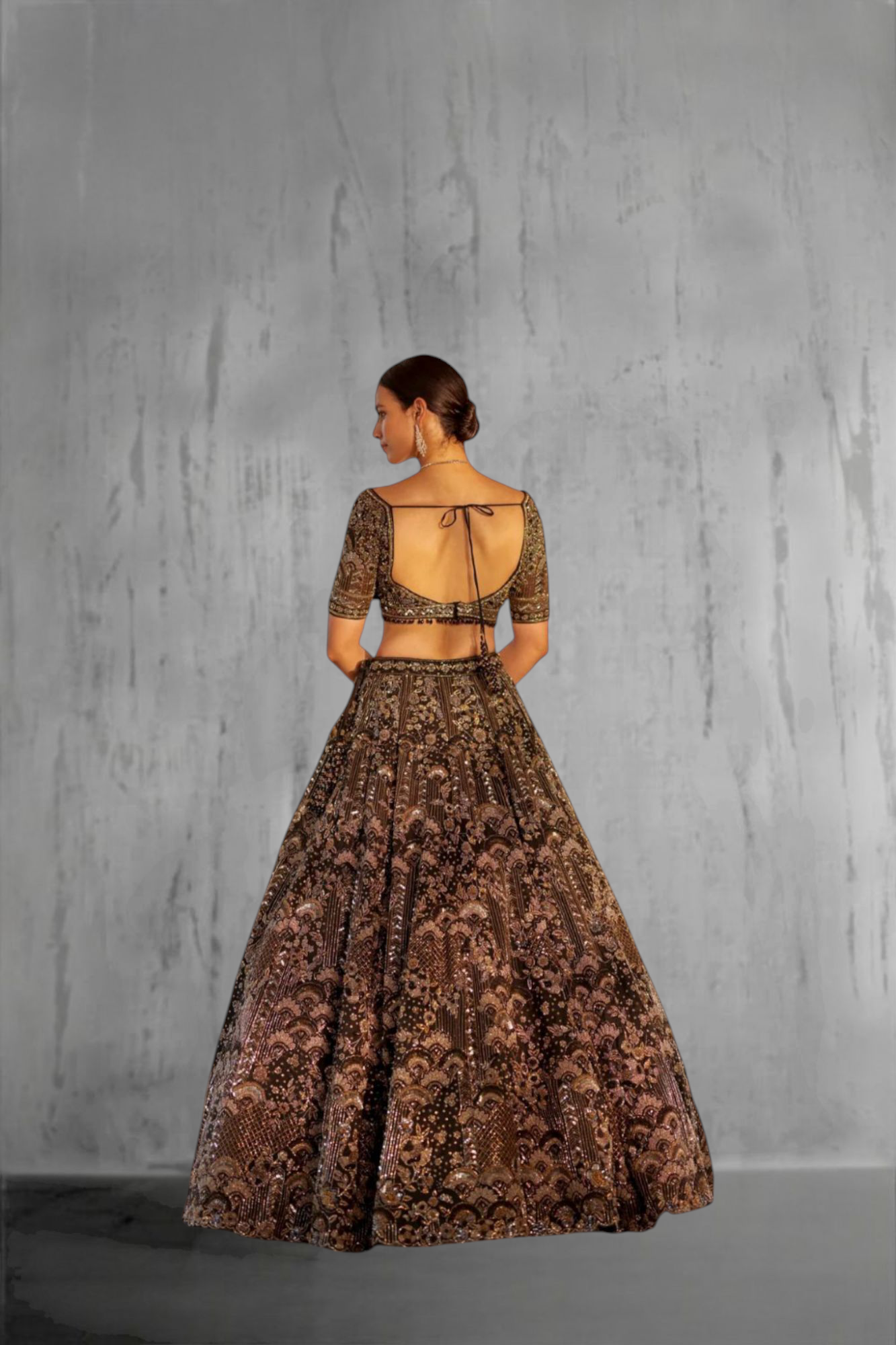 Hand embroidered Zari work Lehenga