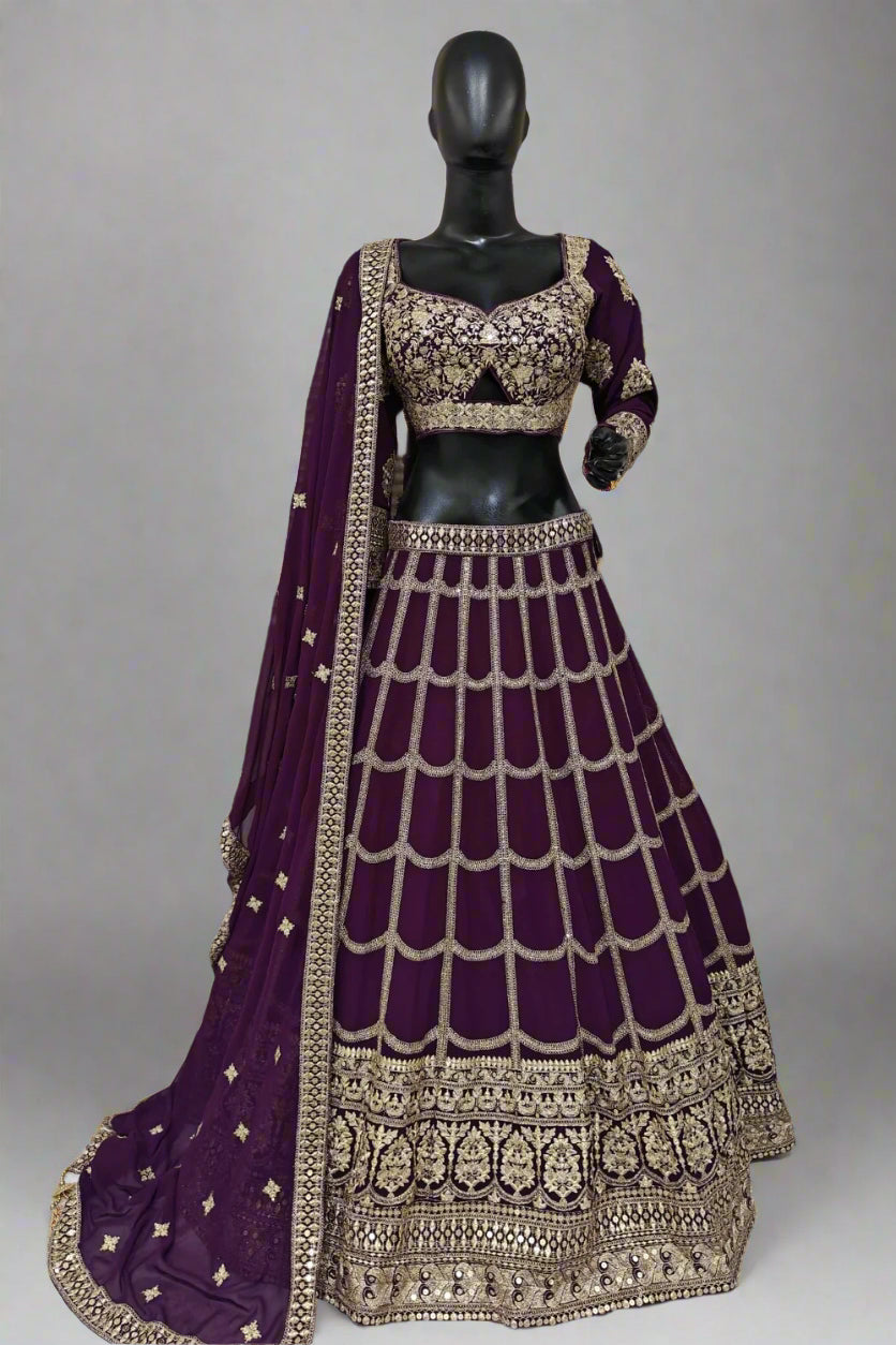 Elegant white lehenga with resham and zardosi work