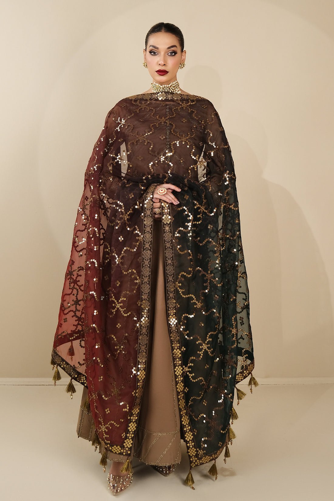 Alizeh | Formals Collection | Rose Beige Dress 3 piece - RTW1017