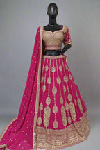 Pink Gold and zari work lehenga