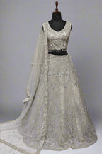 Classy off white pearl and sequins embellished blouse work