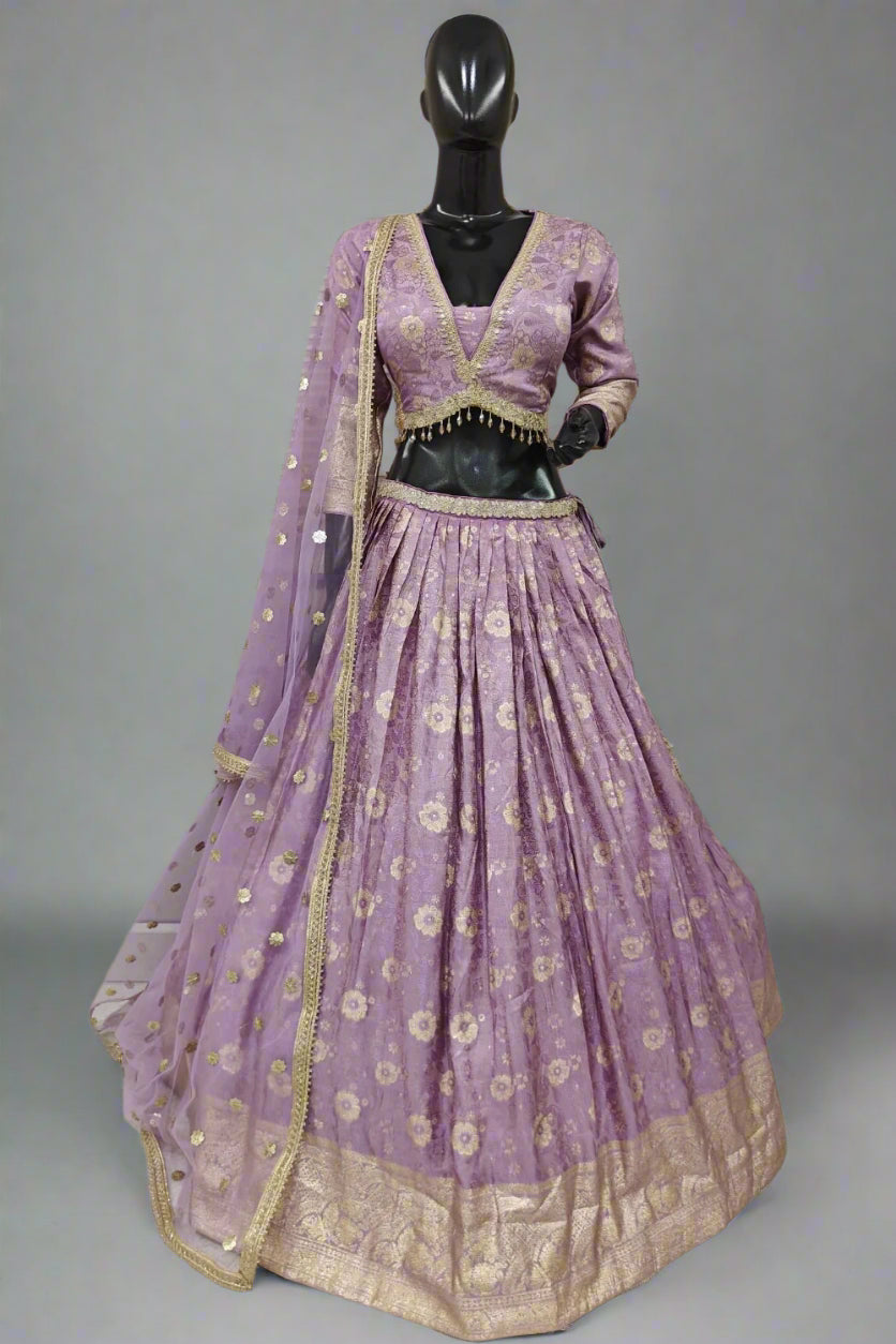 Super stunning lilac banarasi lehenga