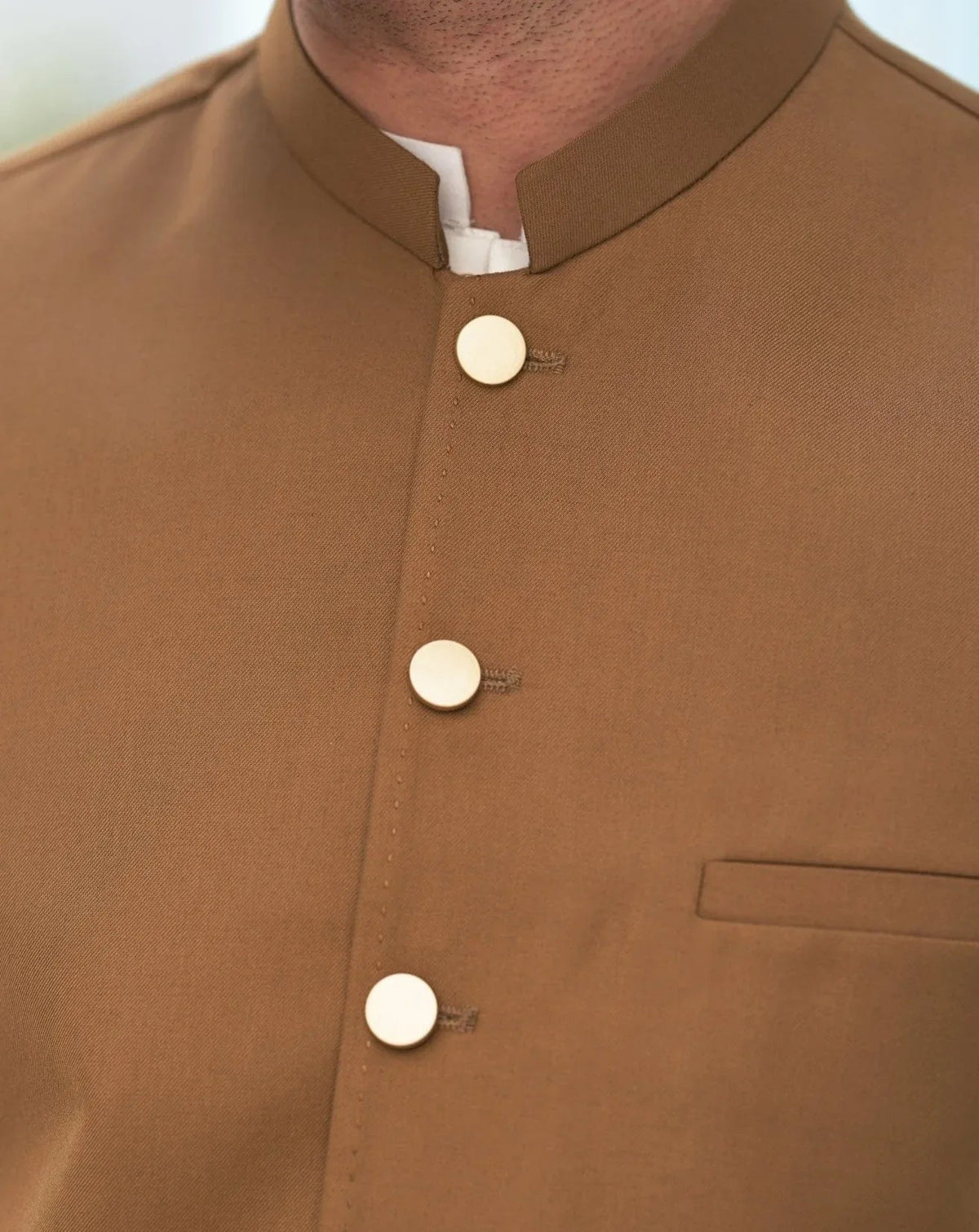 Camel Suiting Waistcoat - Round Cut - Men