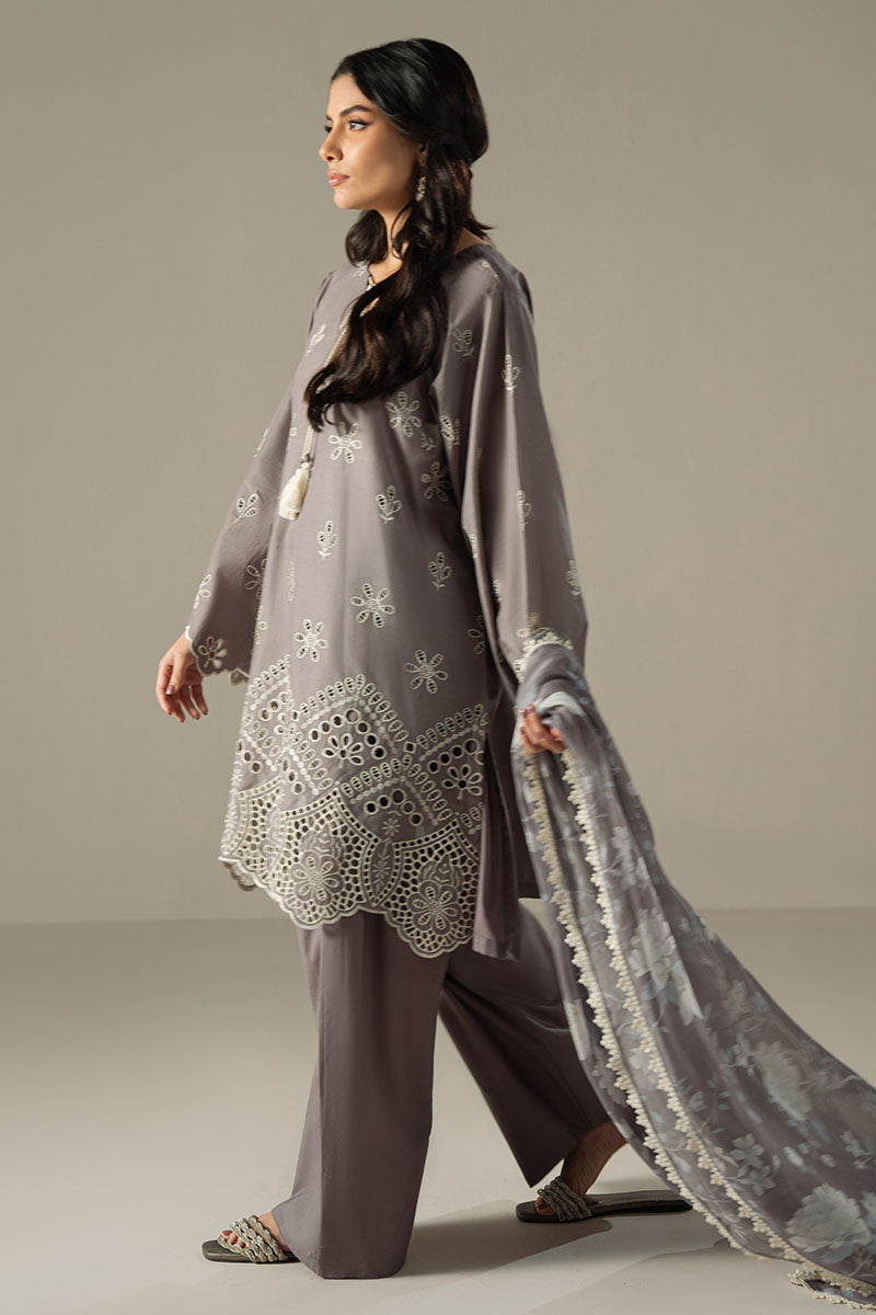 Cross Stitch | Chikankari Lawn 25 | WHISPER ASH