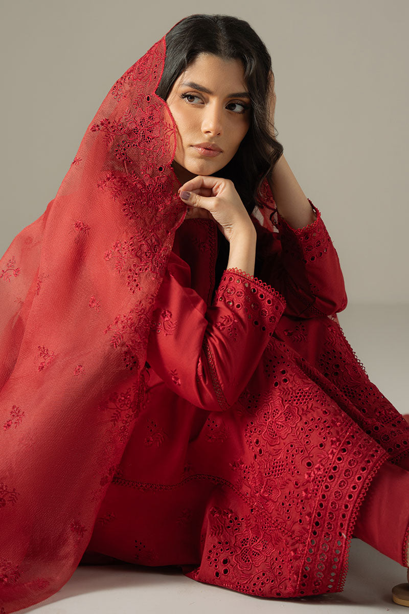 Cross Stitch | Chikankari Lawn 25 | CARMINE GRIS