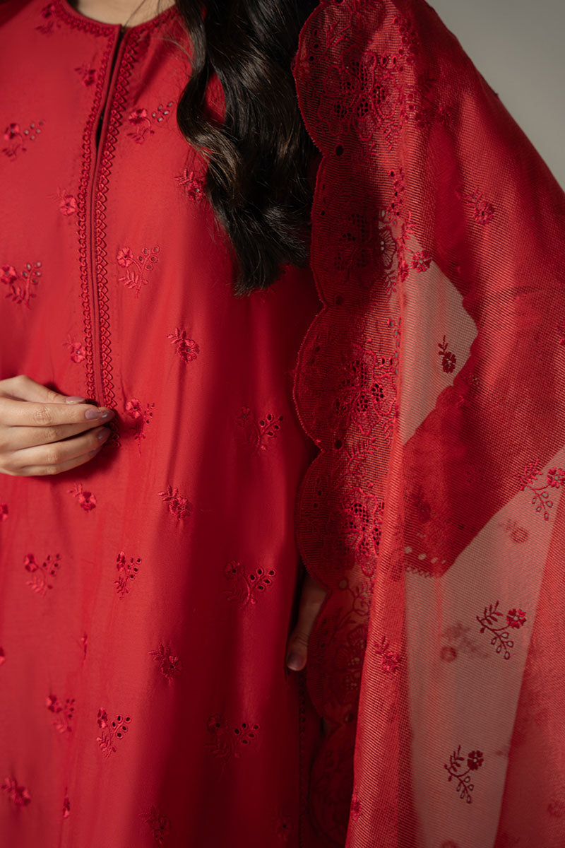 Cross Stitch | Chikankari Lawn 25 | CARMINE GRIS