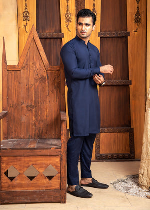 Shahjahan Boski Navy Blue Kurta Trouser