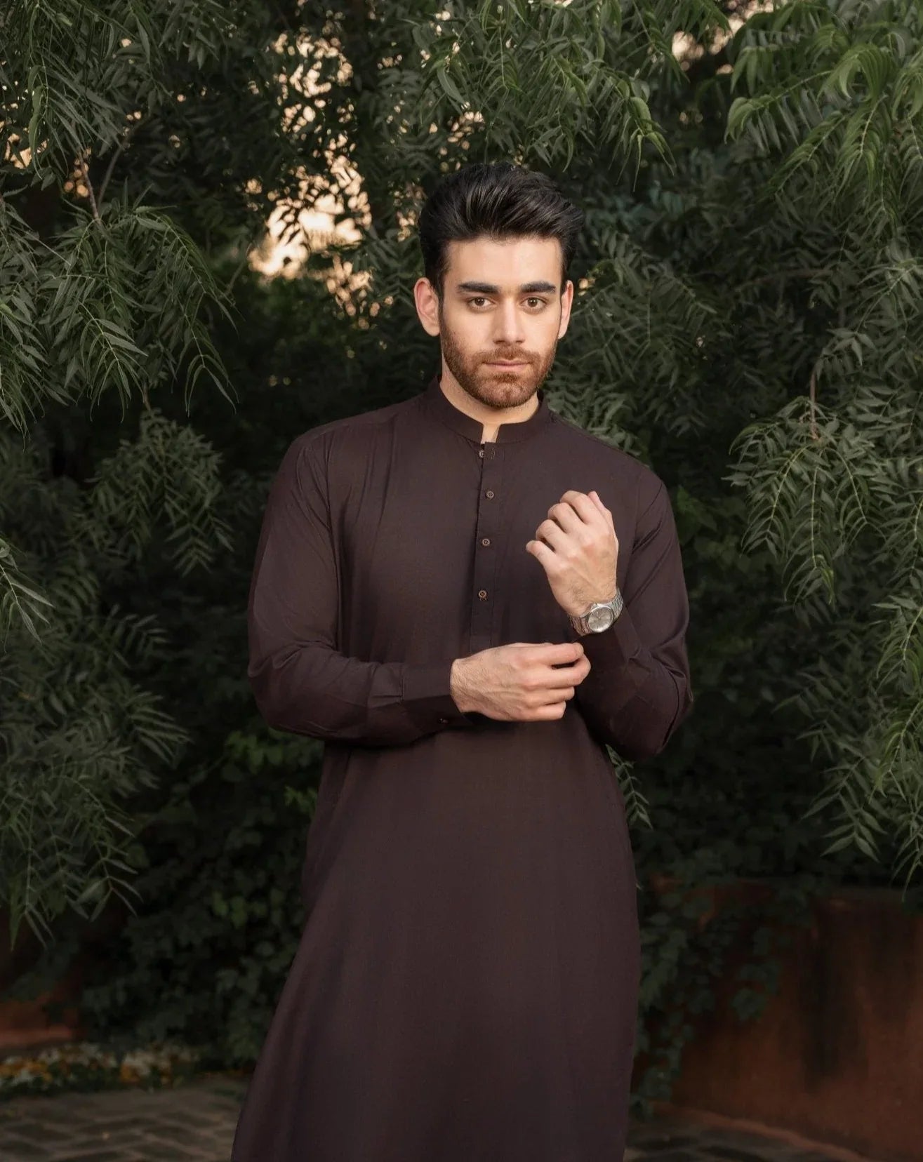 Dark Brown Kurta Trouser/Shalwar - Men