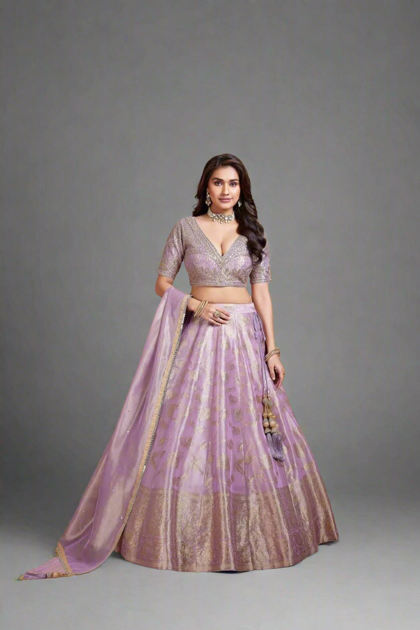 Lavender lehenga dazzles with delicate sequin Main image