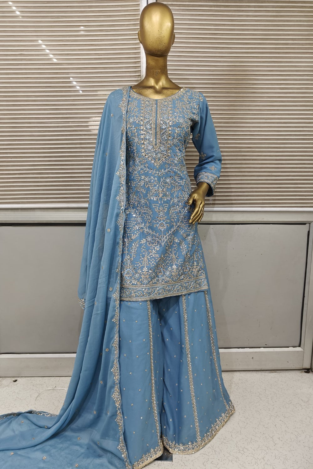 Diyas exclusive sharara with all hand work in silk