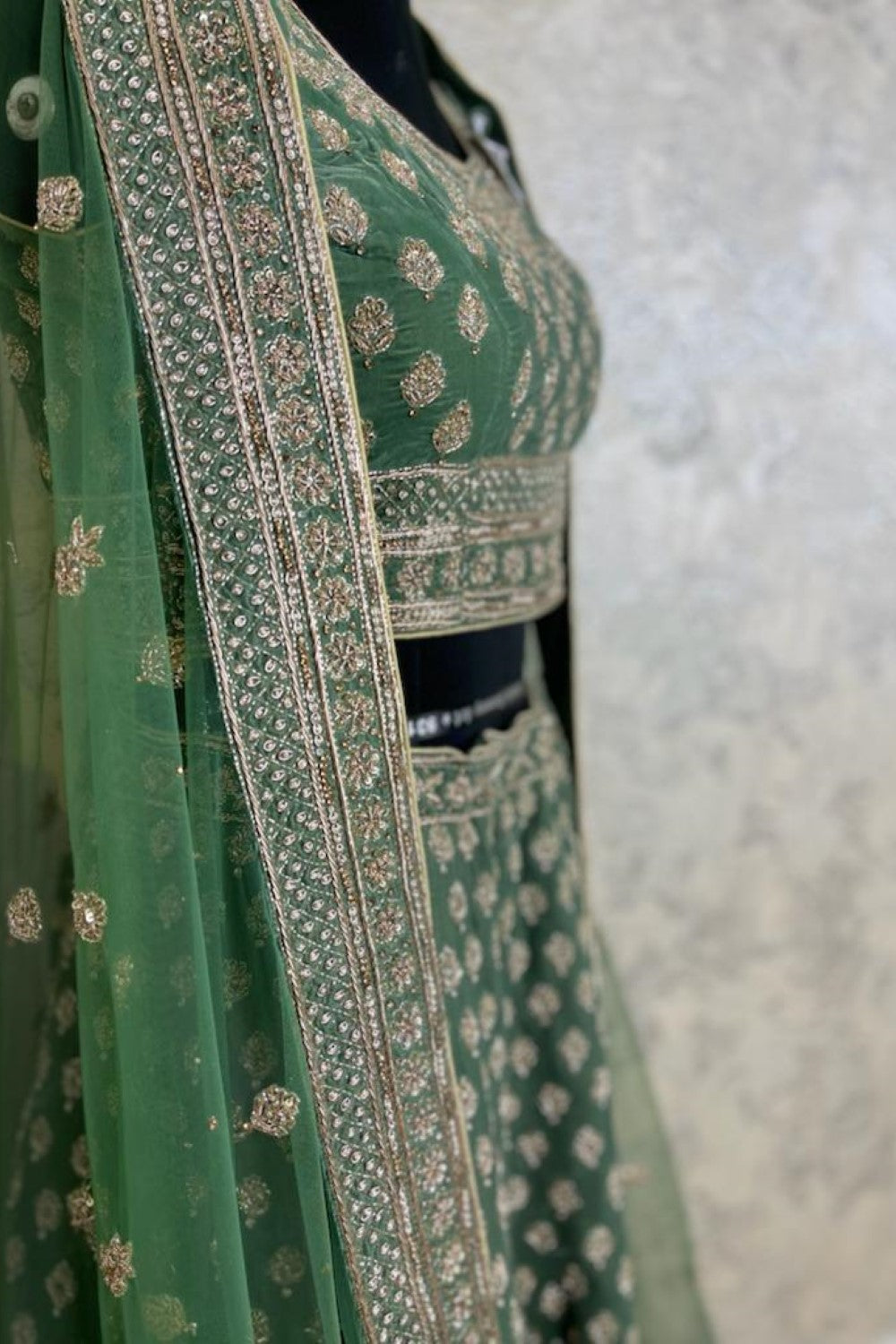Green Silk Embroidery Zari  Lehenga Set