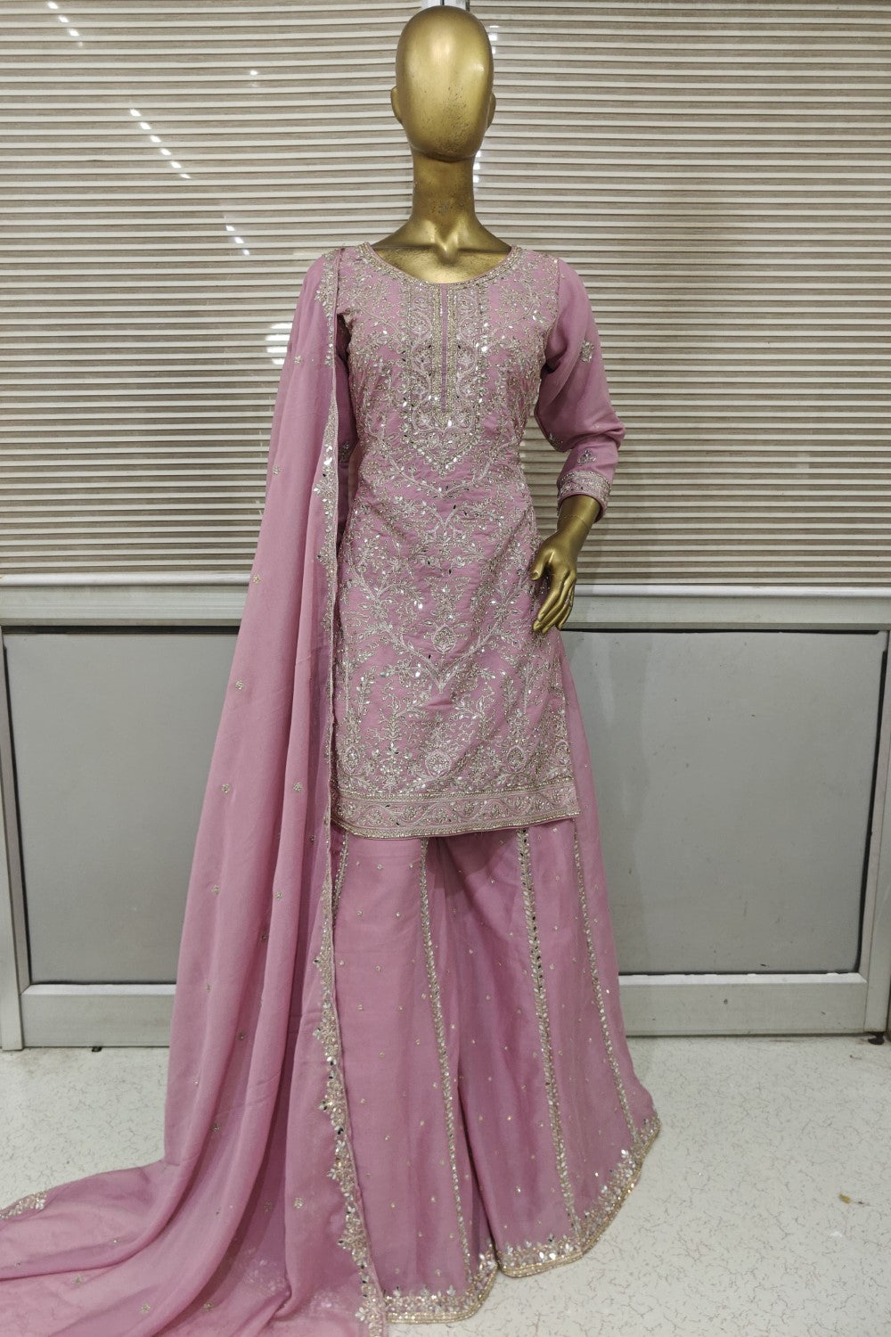 Diyas exclusive sharara with all hand work in silk