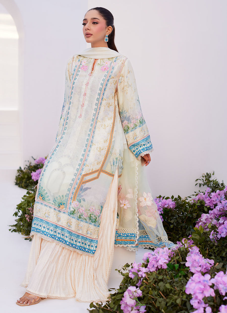 Farah Talib Aziz | Zaza Prints 24 | TURKISH AQUA SHIRT AND DUPATTA