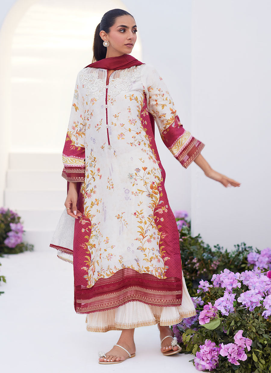 Farah Talib Aziz | Zaza Prints 24 | SANGRIA TRELLIS SHIRT AND DUPATTA
