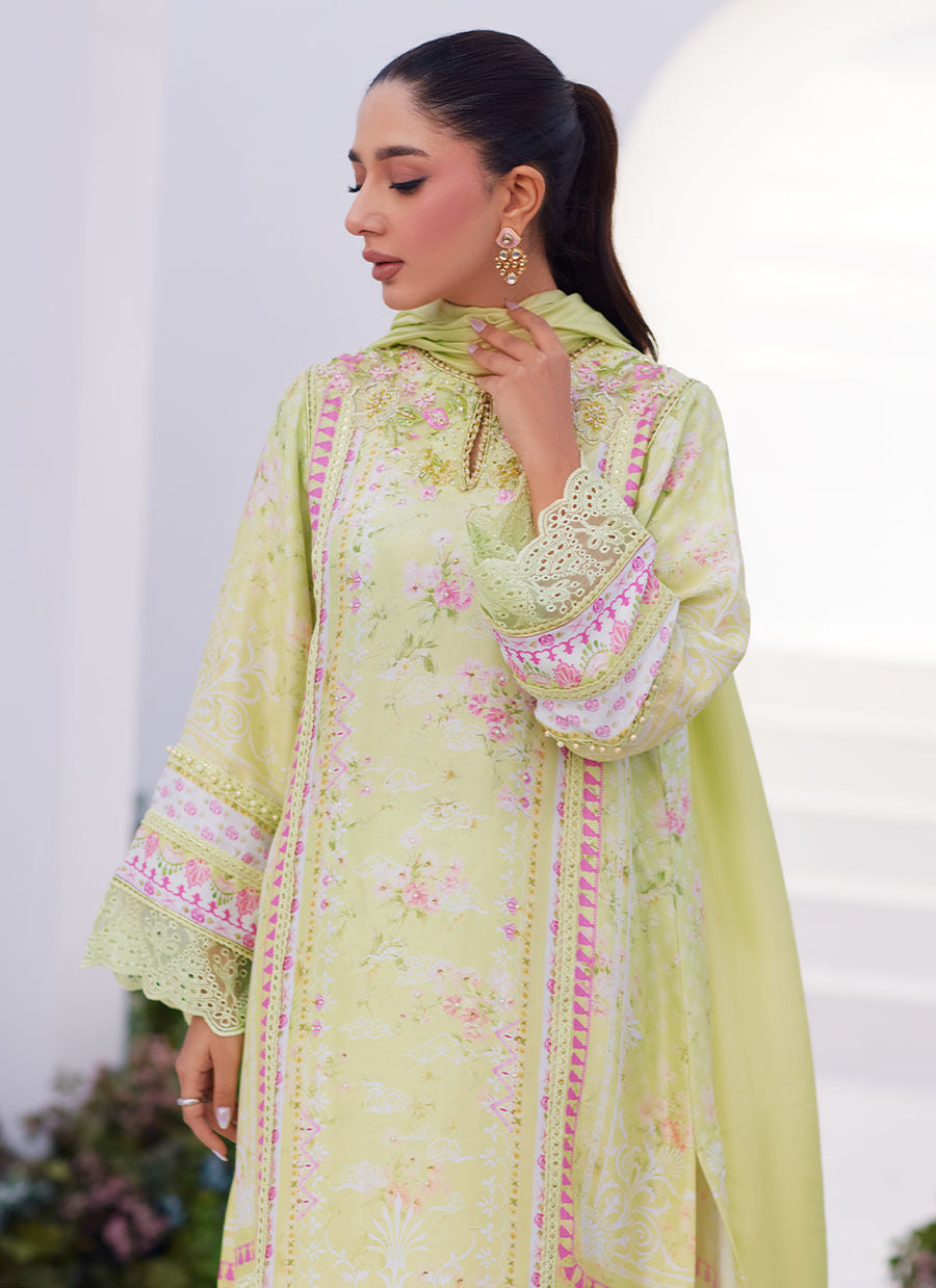 Farah Talib Aziz | Zaza Prints 24 | KELLY LIME SHIRT AND DUPATTA