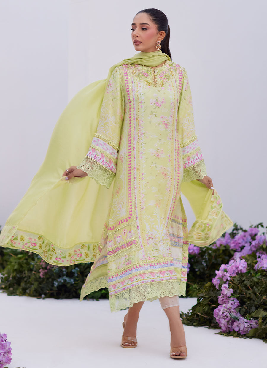 Farah Talib Aziz | Zaza Prints 24 | KELLY LIME SHIRT AND DUPATTA