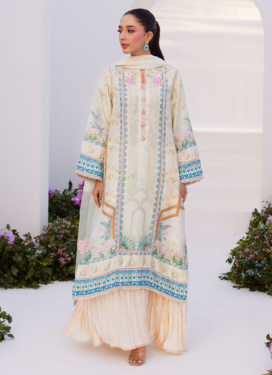 Farah Talib Aziz | Zaza Prints 24 | TURKISH AQUA SHIRT AND DUPATTA