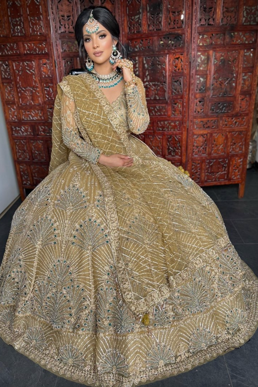 Golden Bridal Lehenga with Heavy Embroidery