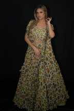 Yellow multi Color Printed Lehenga