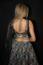 Black Printed Lehenga With Embroidery Blouse