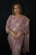 Dusty Pink Banarasi Silk Saree