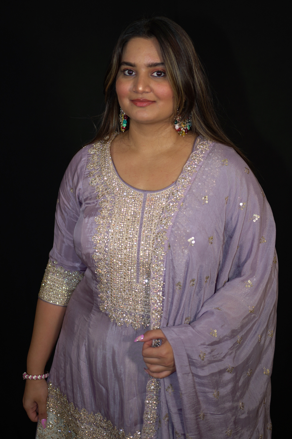 Lalic Embellished Sharara suit with Chinon Dupatta