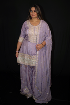 Lalic Embellished Sharara suit with Chinon Dupatta