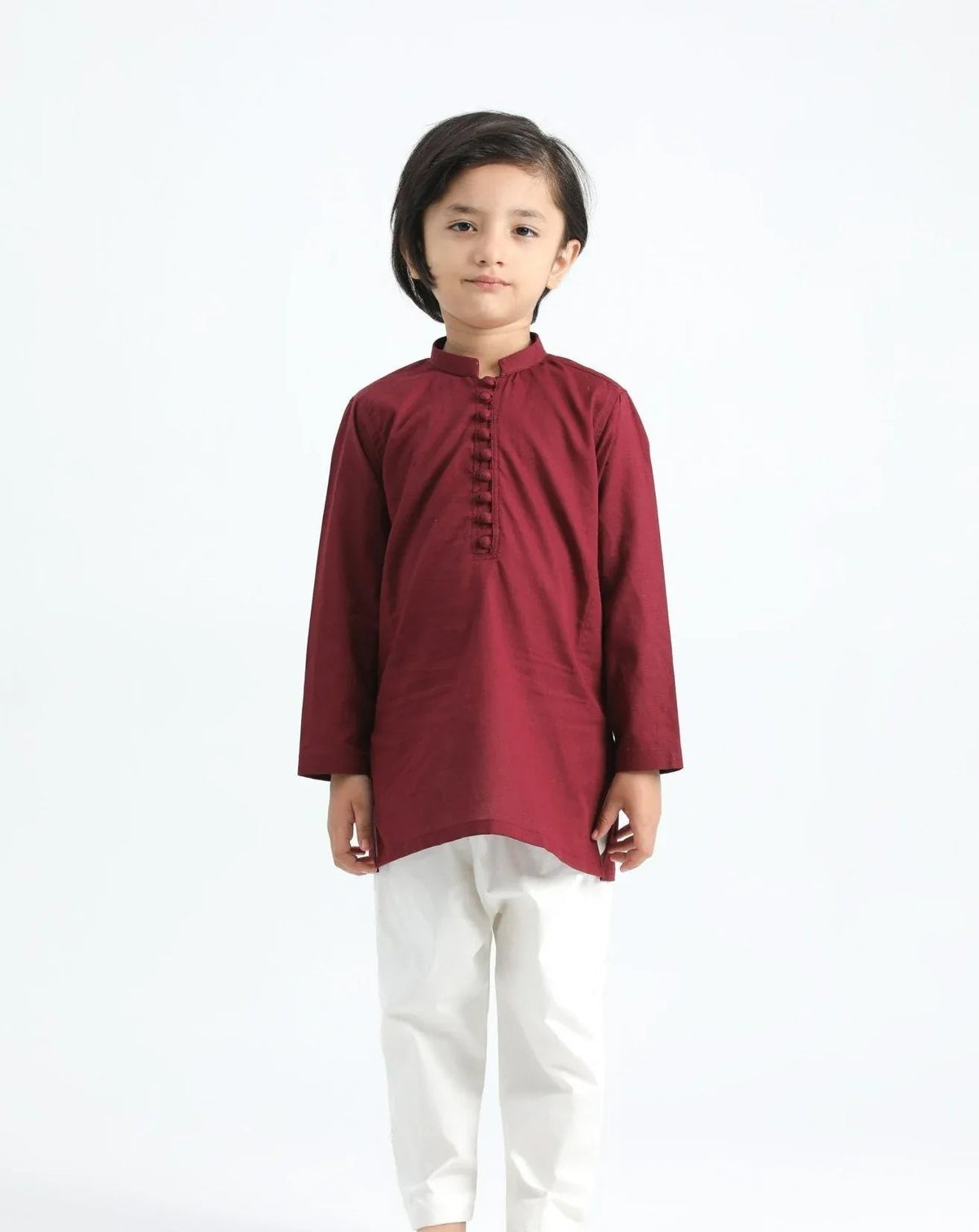 Maroon Cotton Kurta Trouser - Kids