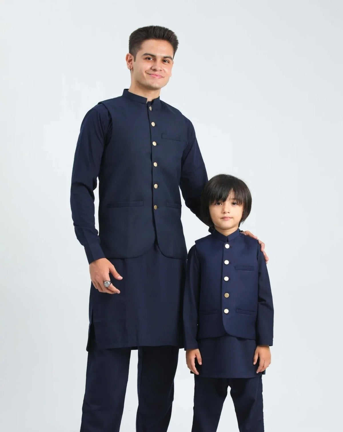 Navy Blue Suiting Waistcoat - Round Cut - Men