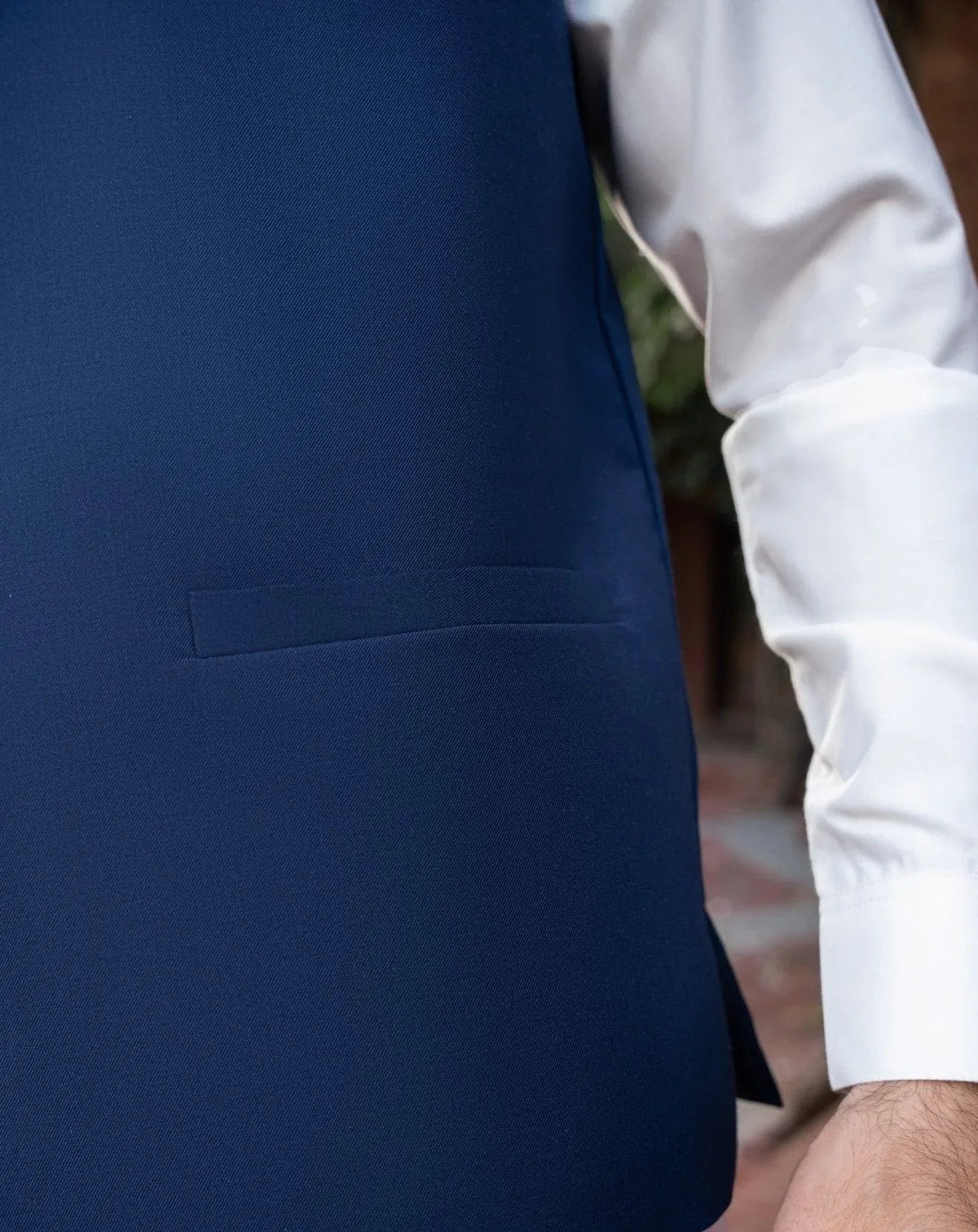 Navy Blue Suiting Waistcoat - Round Cut - Men