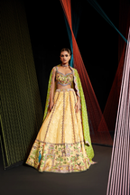 Yellow prestige resham and zari work lehenga