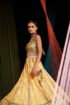 Yellow prestige resham and zari work lehenga