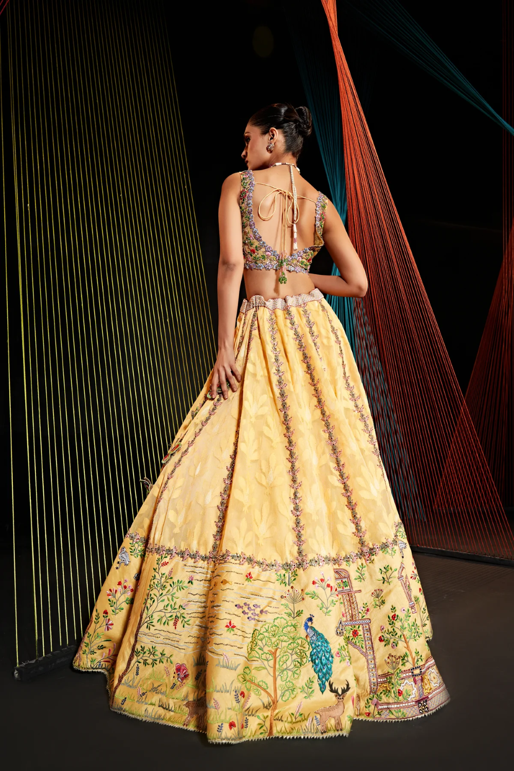 Yellow prestige resham and zari work lehenga