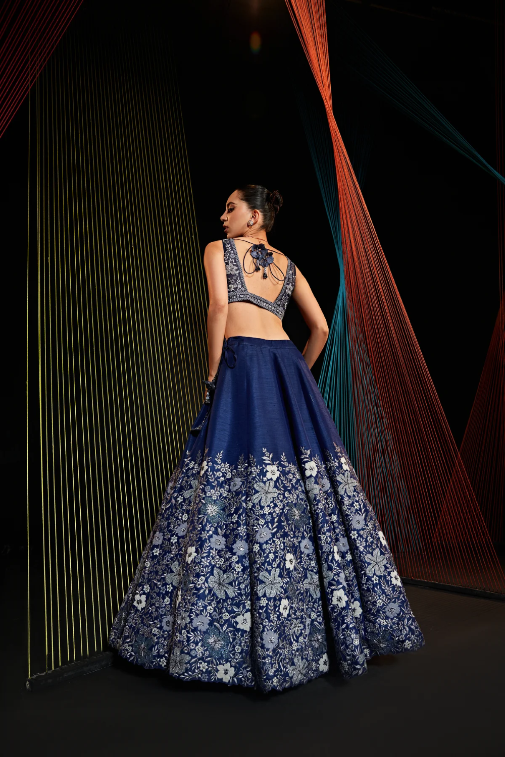 Dreamy blue lehenga with resham and sequins work