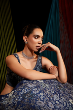 Dreamy blue lehenga with resham and sequins work