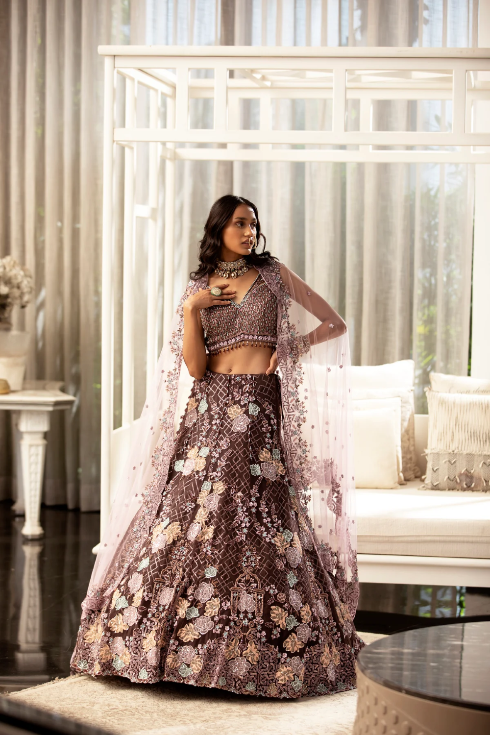 Multi color resham and sequins work