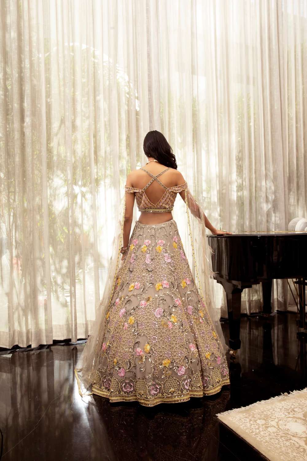 Elegant sequins and mirror work lehenga