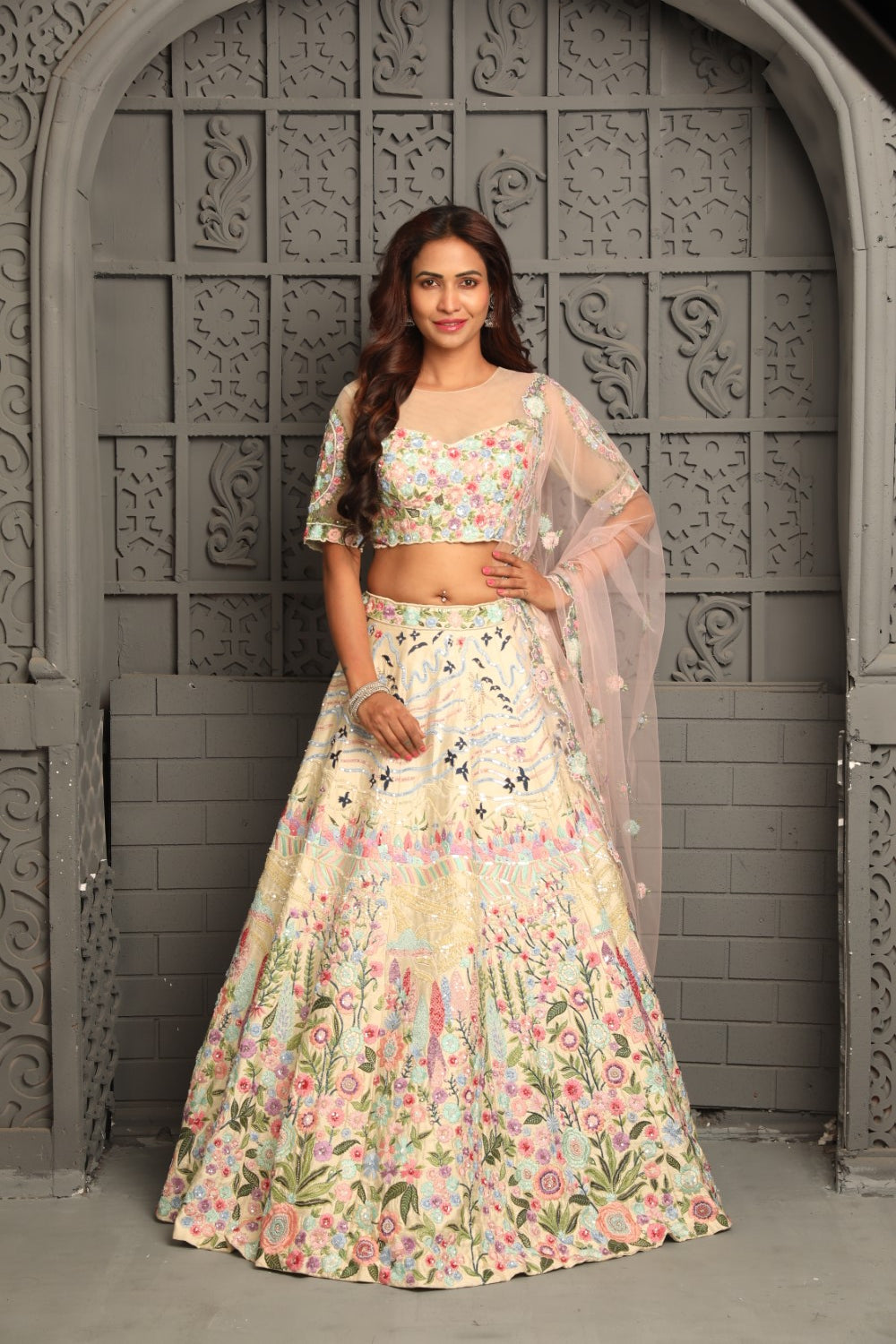 Classy Resham with multicolor thread work in pure silk fabric