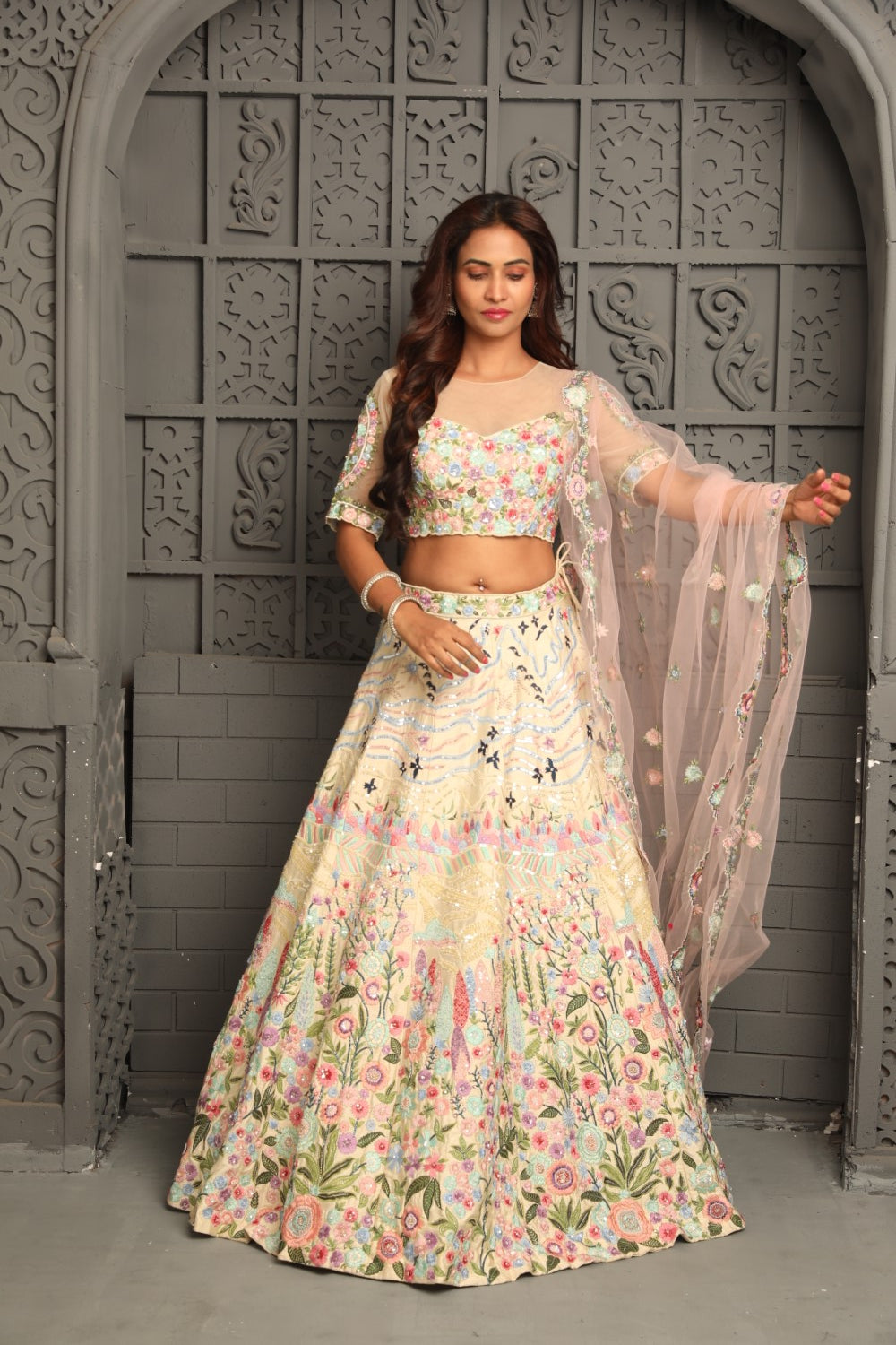 Classy Resham with multicolor thread work in pure silk fabric