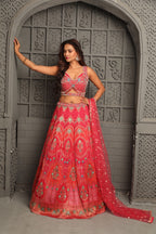 Dreamy red lehenga with all sequins and zardosi work