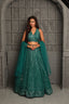 Green sequins lehenga with soft organza dupatta