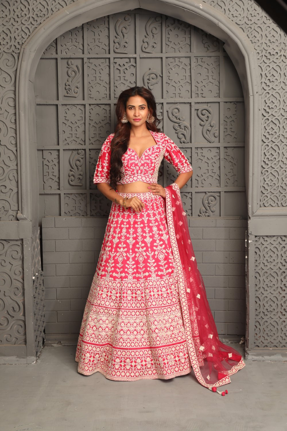 Mesmerizing pink lehenga embellished with swarvoski and resham Secondary image