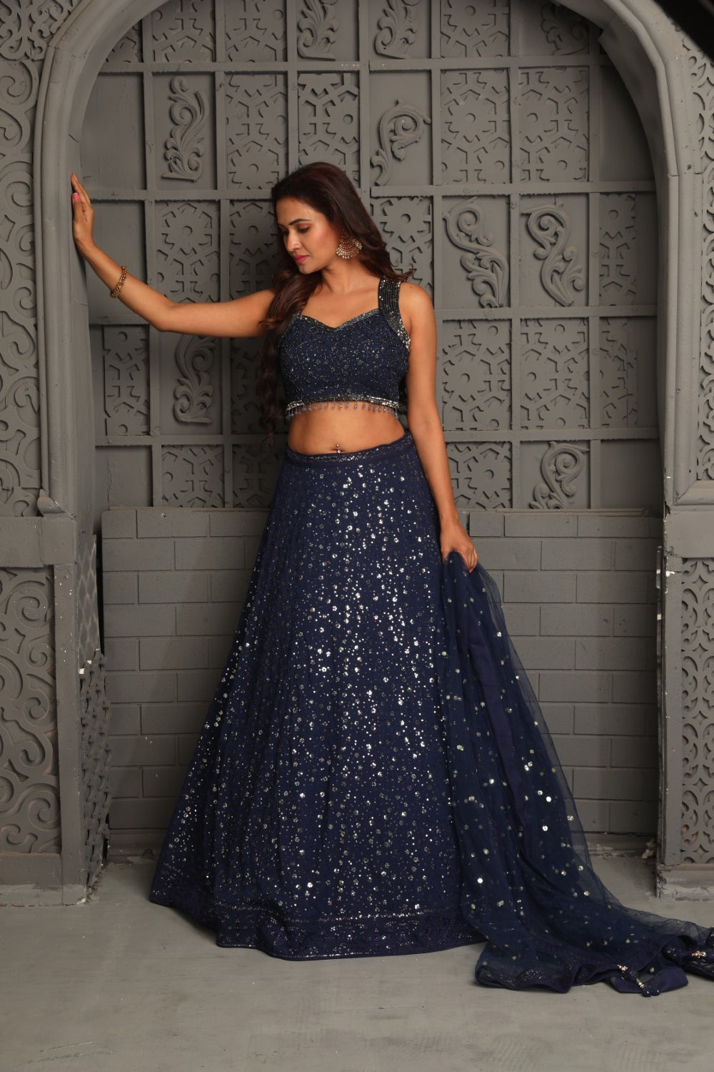 Beautiful tone on tone sequins lehenga set Main image