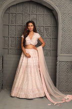Classy pink lehenga with sequins work lehenga set