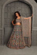 Heavy hand embroidered zardosi  bridal lehenga