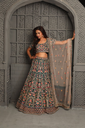 Heavy hand embroidered zardosi  bridal lehenga